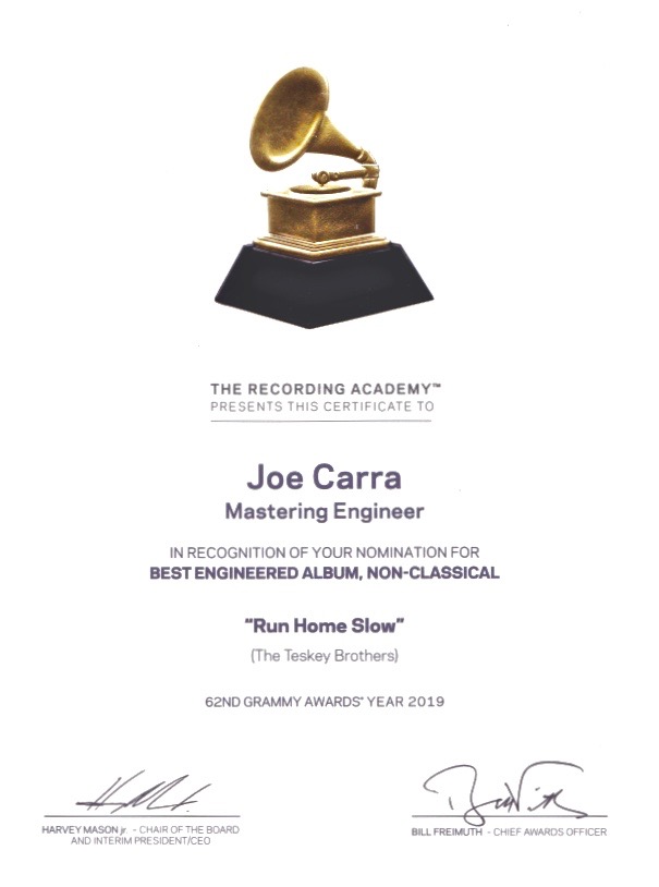 Grammy Nomination mastering engineer